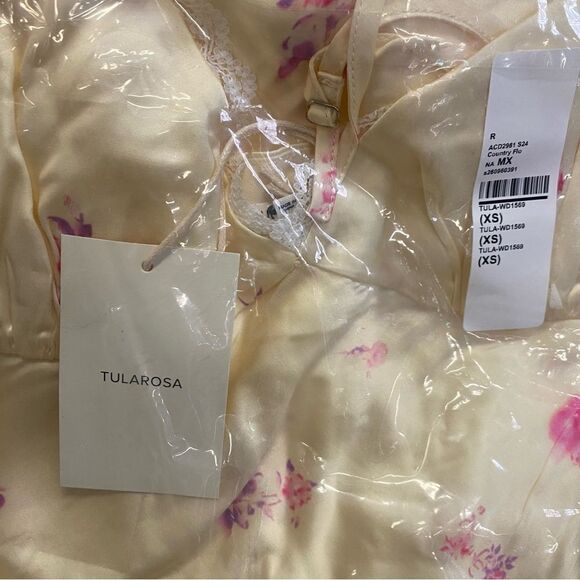 NWT Tularosa Molly Midi Dress Country Floral lingerie slip yellow Revolve XS - Picture 13 of 13